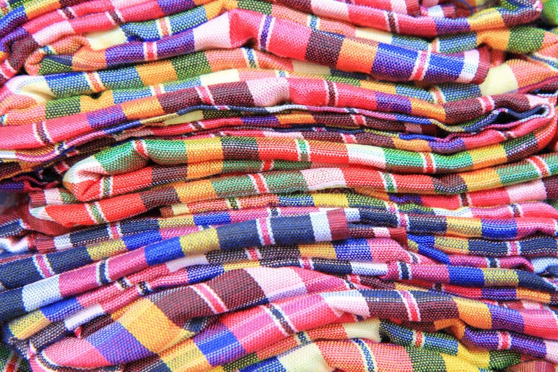 Stack of traditional thai fabric cloth