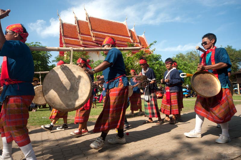 Traditional Thai musicians in Rocket festival  Boon Bang Fai