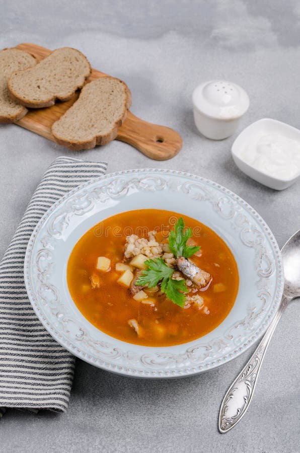 Traditional Tomato Fish Soup Stock Image - Image of onion, pepper ...