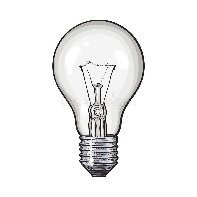 Traditional Transparent Tungsten Light  Bulb  Side  View  