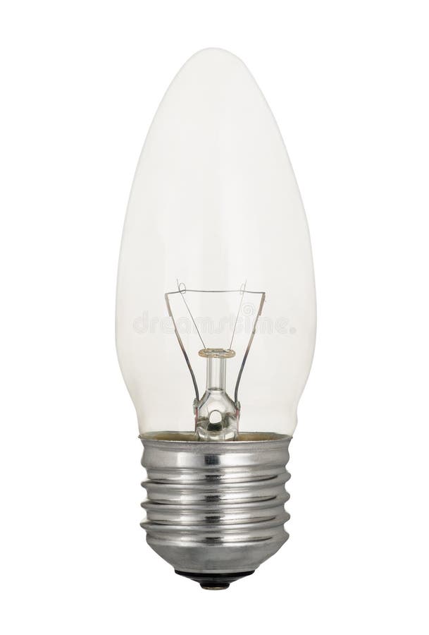 Traditional Tungsten Light Bulb Isolated on White Stock Photo Image