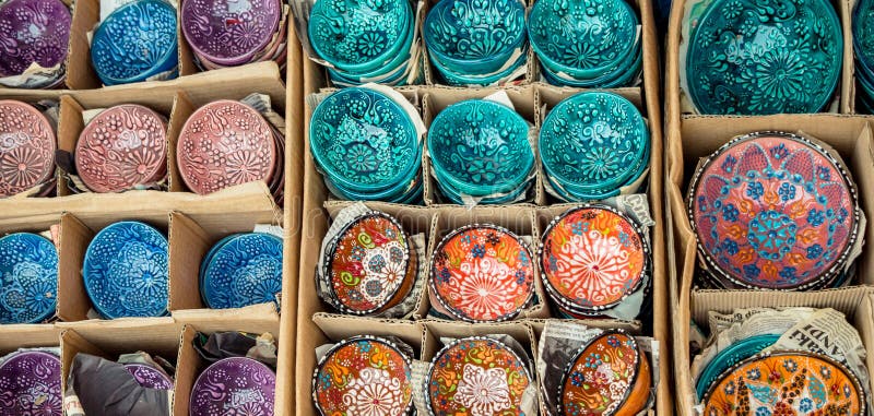 Traditional Turkish Ceramic Plates Stock Photo - Image of handicraft