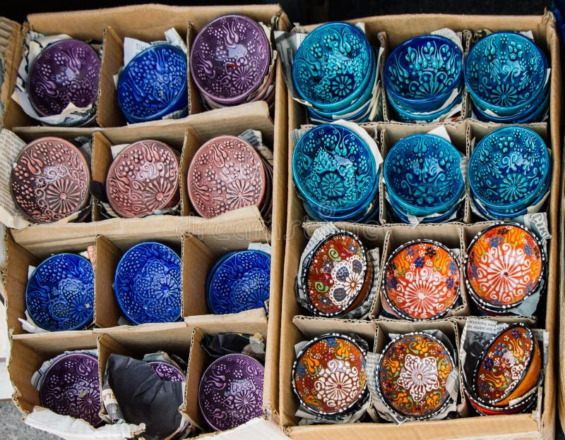 Traditional Turkish Ceramic Plates Stock Photo - Image of antique