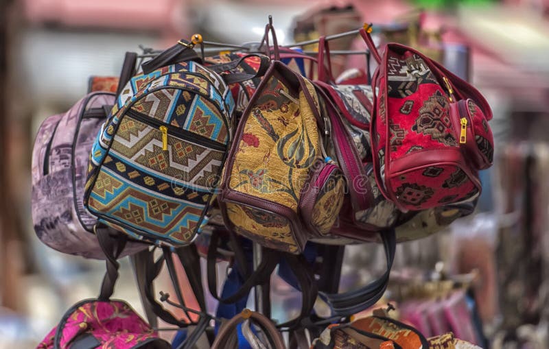 Turkish Bags on Grand Bazaar Stock Image - Image of handmade, accessories:  114043339