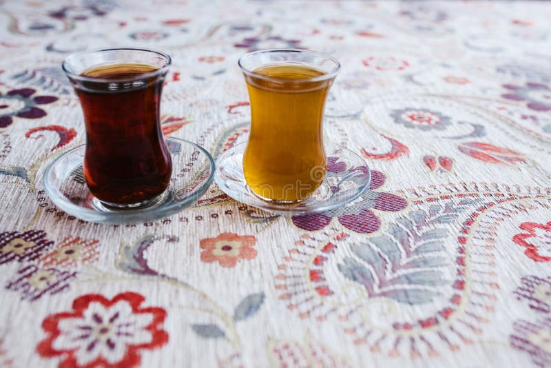 Traditional Turkish Green Tea and Black Tea Stock Photo Image of