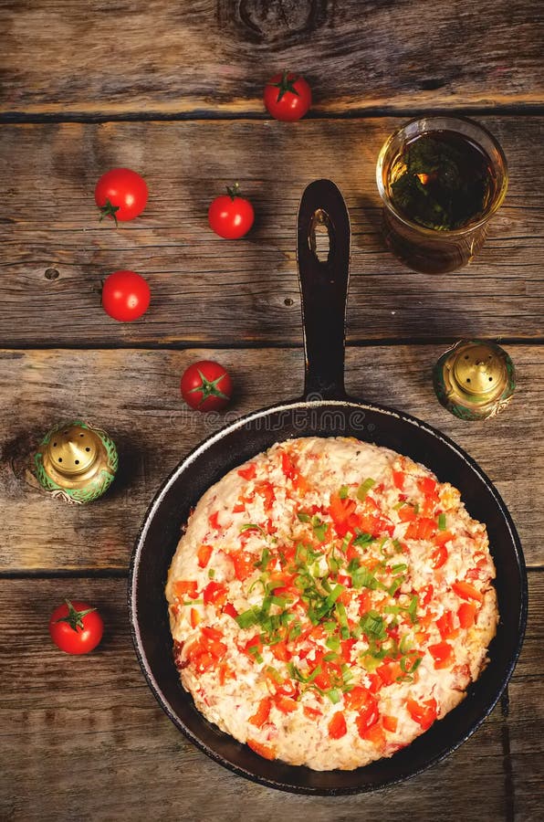 Traditional Turkish Omelet Menemen With Tomatoes Stock Image - Image of ...