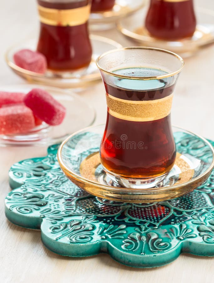 Traditional Turkish Tea in Glasses Stock Photo Image of prepared