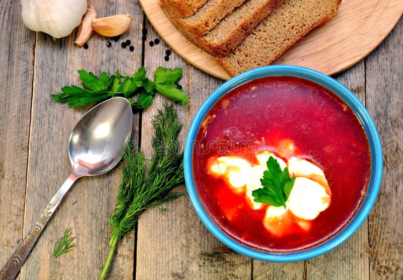 Traditional Ukrainian Borscht Soup Stock Photo Image of dinner, beet