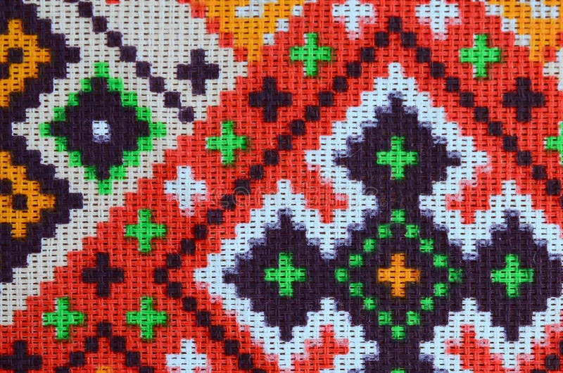 Traditional Ukrainian Folk Art Knitted Embroidery Pattern on Textile ...