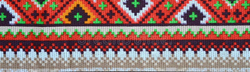 Traditional Ukrainian Folk Art Knitted Embroidery Pattern on Textile ...