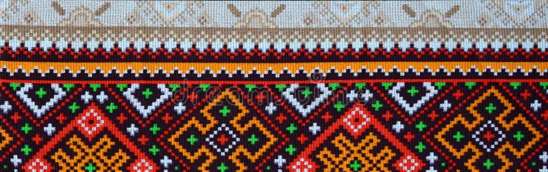 Traditional Ukrainian Folk Art Knitted Embroidery Pattern on Textile ...