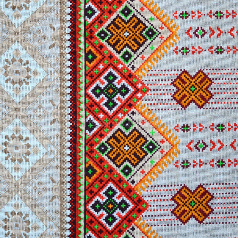 Traditional Ukrainian Folk Art Knitted Embroidery Pattern on Textile ...
