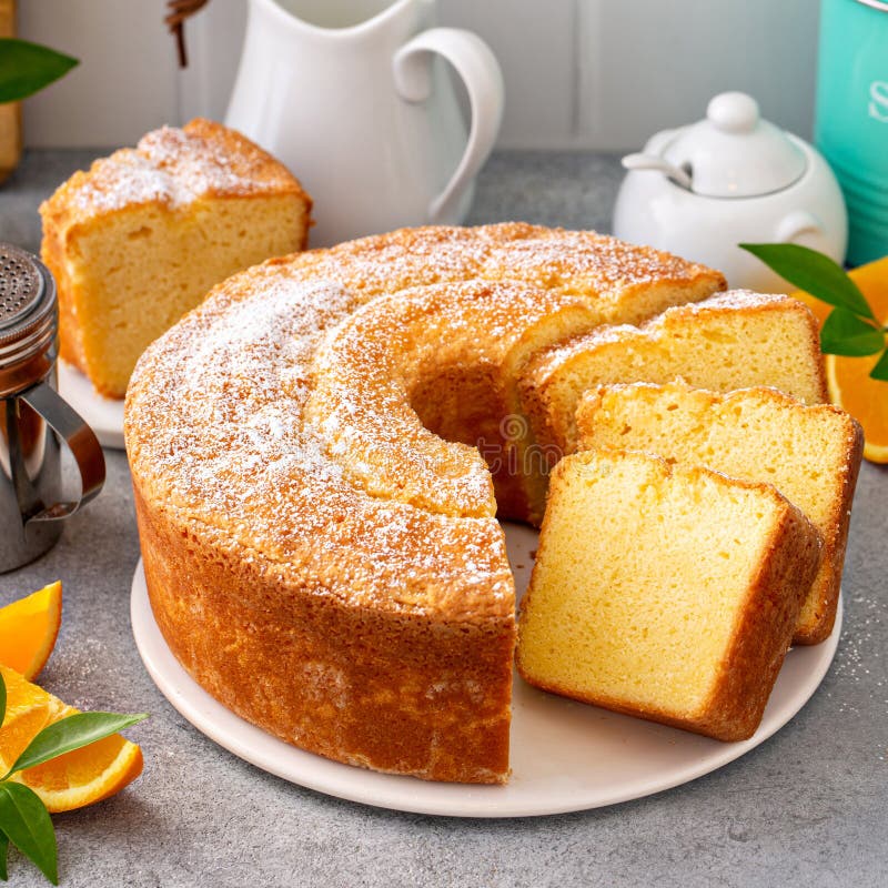 Traditional Vanilla Pound Cake with Orange Extract, Bundt Cake Stock