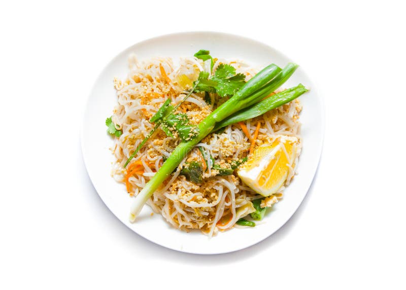 Traditional Vegetarian Pad Thai Dish, on White Stock Photo Image of