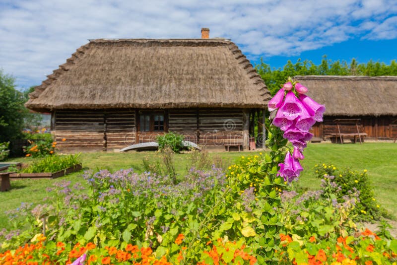 Traditional Village in Poland. Open Air Museum. Wooden Houses Editorial ...