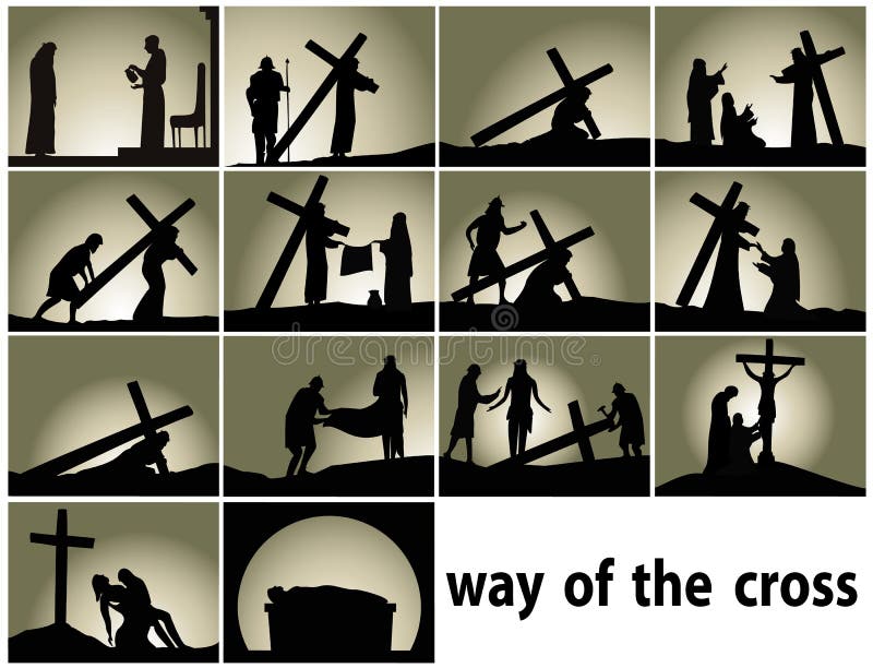 Abstract religious background with Way of the Cross stations