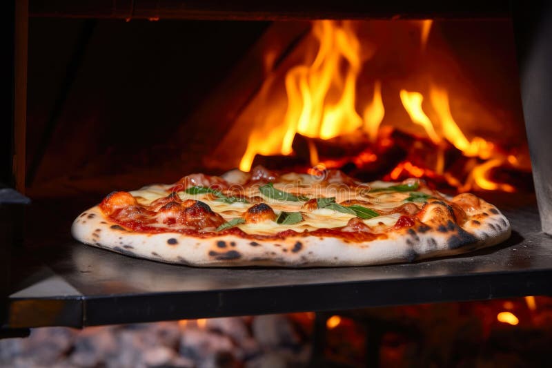 Traditional Wood Fired Neapolitan Pizza. Stock Image Image of