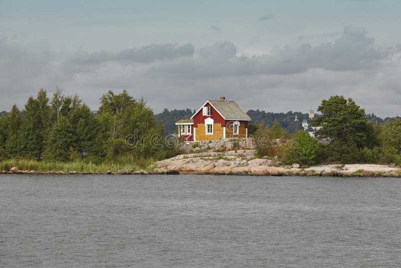 Traditional Wooden House on a Finnish Lake. Finland Landscape Stock ...