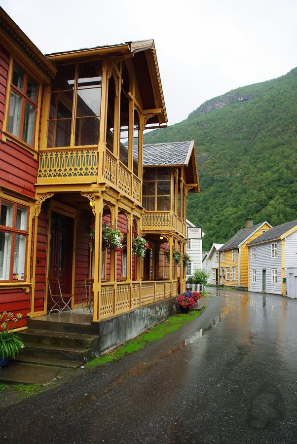 Traditional wooden houses in Lyrdal, Norway