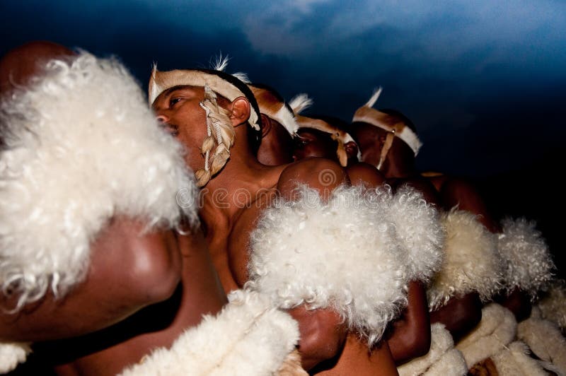 South Africa, Simunye, Zulu Warriors Fighting, Stock Photo