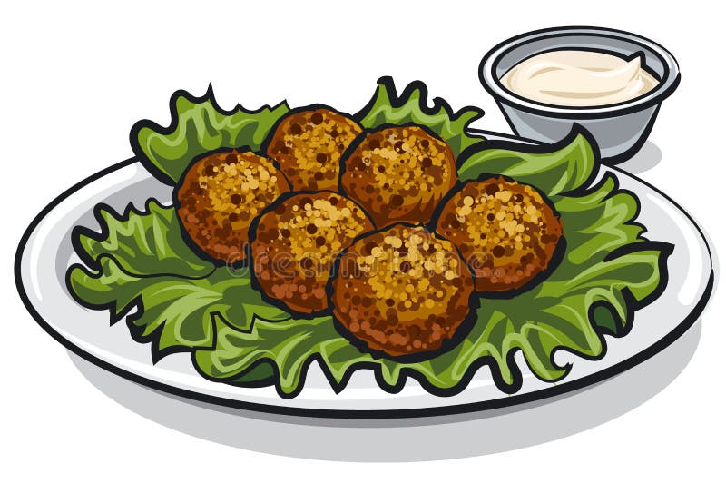 Traditionele falafel met sla vector illustratie Traditionele falafel met sla vector illustratie