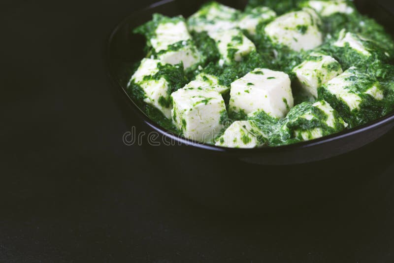 Traditionele Indische keuken Eigengemaakte palak paneer Copyspace, ho stock afbeelding Traditionele Indische keuken Eigengemaakte palak paneer Copyspace, ho stock afbeelding