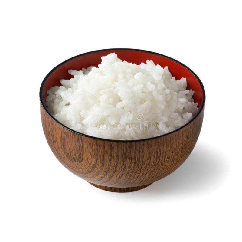 Traditionele Japanse kom met gekookte witte rijst