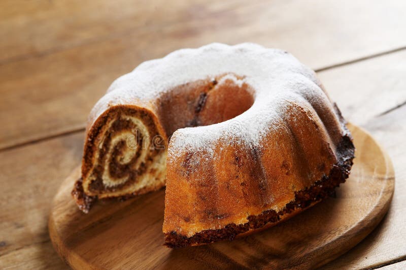 Traditional chestnut cake with sugar powder. Traditional chestnut cake with sugar powder