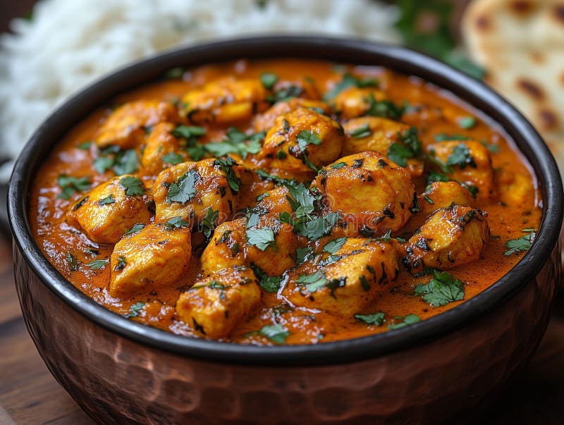 Traditionell indiansk kokain : kycklingtikka masala stock illustrationer