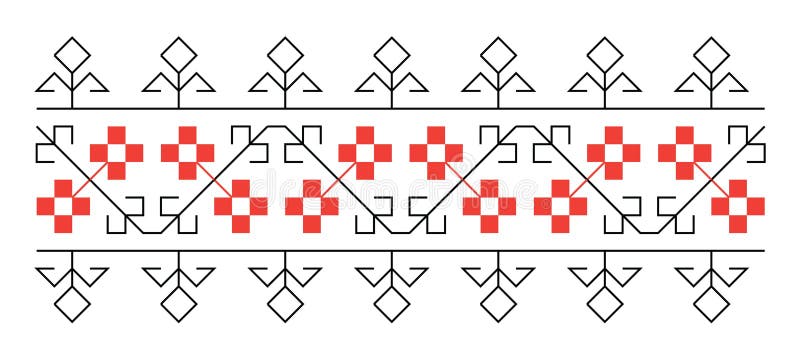 Traditionell romaniansk folkgräns med geometriskt florelement royaltyfri illustrationer