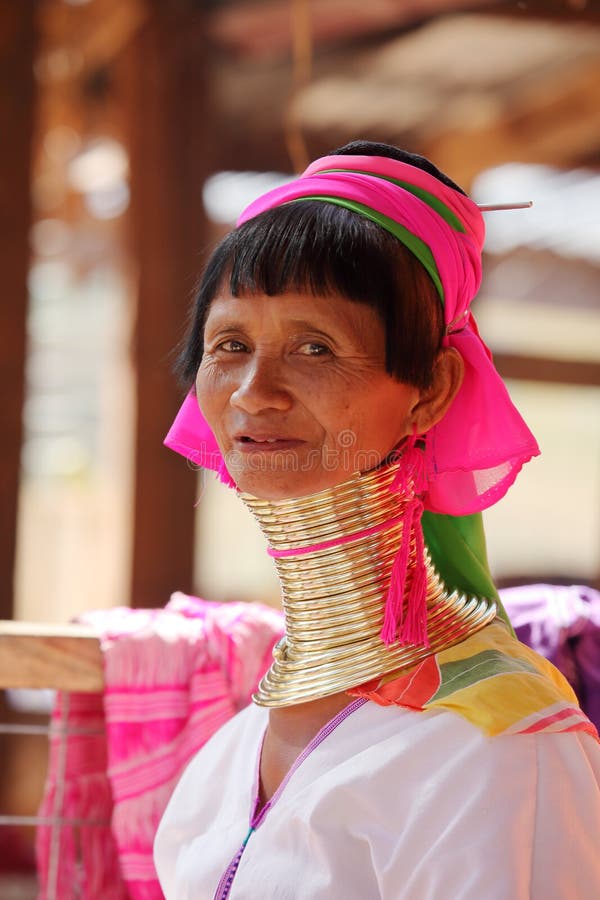 Stammes- Frau Karen Padaungs, Myanmar Redaktionelles ...