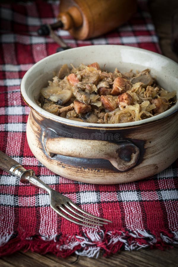 Traditionelle Polnische Sauerkraut Bigos Stockfoto - Bild von pilz ...