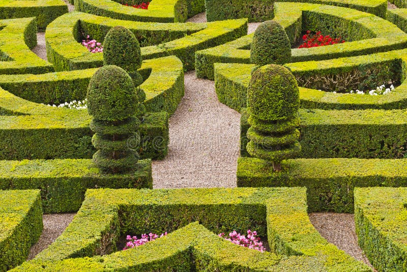 Traditioneller Französischer Garten. Ziergarten. Stockbild