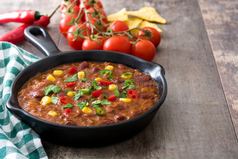 Traditionelles Mexikanisches Tex Mex Chili Con Carne in Einer ...