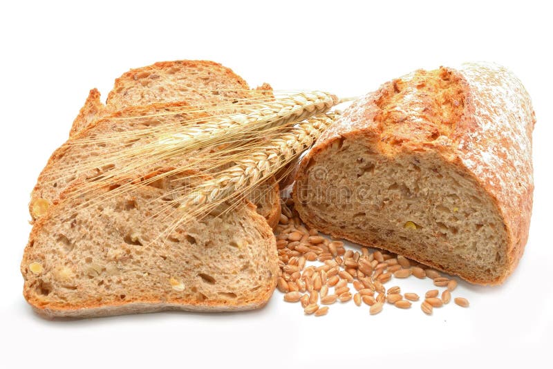 Tradtional homemade bread on white background