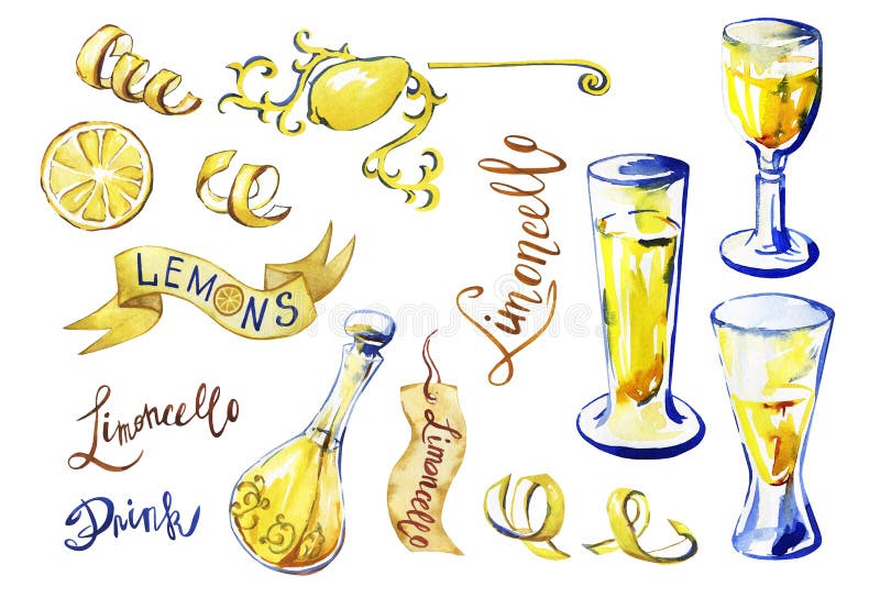 Tradycyjny Italiann cytryny ajerkoniaka domowej roboty limoncello ilustracji
