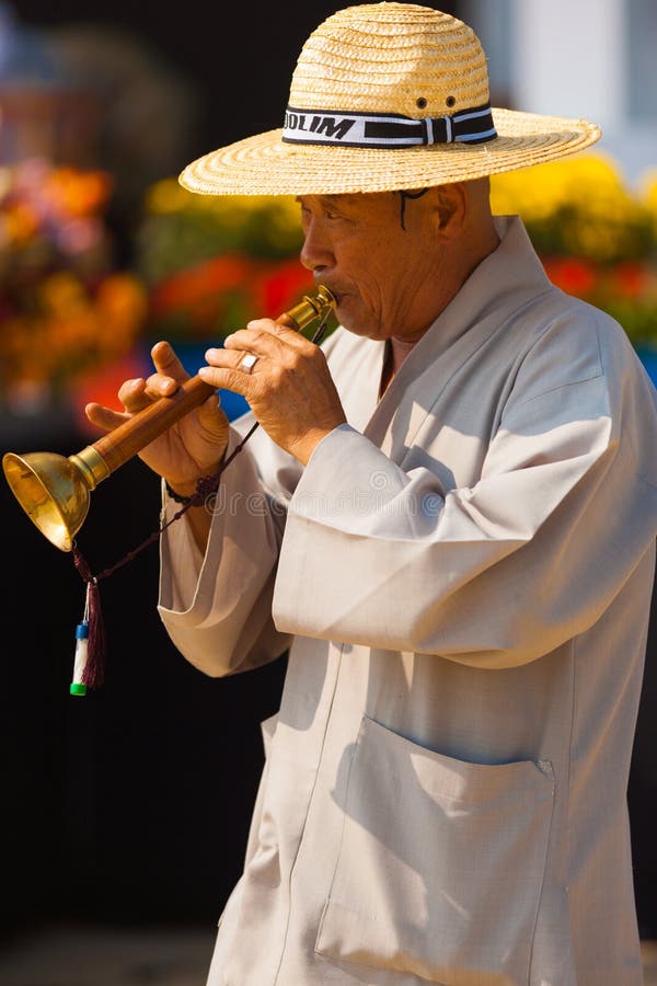 Tradycyjny Koreański Trzcinowy Instrument Taepyeongso zdjęcia stock Tradycyjny Koreański Trzcinowy Instrument Taepyeongso zdjęcia stock