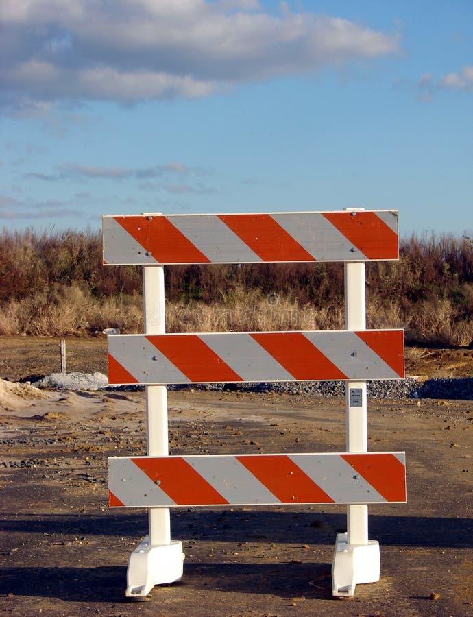 Traffic Barrier Warning Sign At Road Construction Stock Photo Image