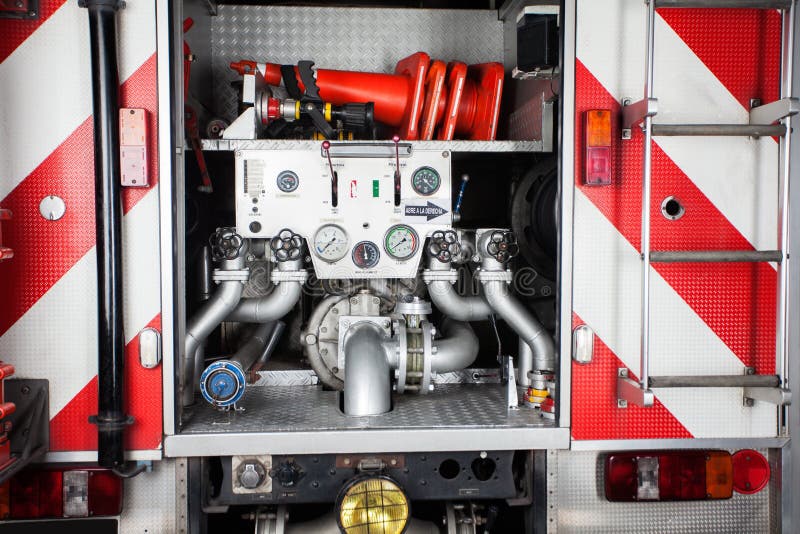 Traffic Cones in Firetruck stock photo. Image of fire 58569088