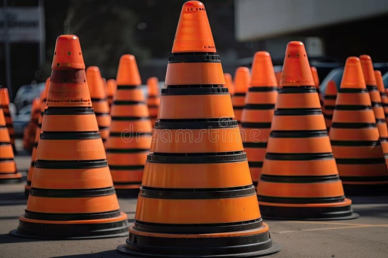 Traffic Cones in Stack, Ready To Be Used Stock Photo Image of urban