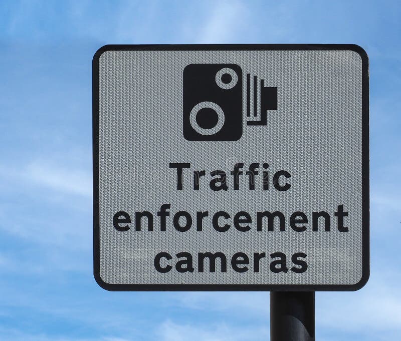 Traffic Enforcement Camera Sign Stock Image Image of urban, cameras