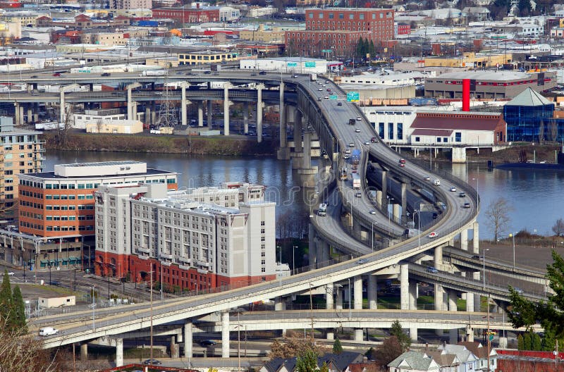 Traffic & Freeways Portland Oregon. Stock Image Image of corporations