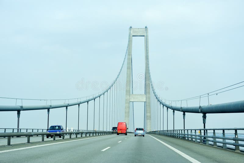 Traffic on the Great Belt Bridge Stock Image Image of belt