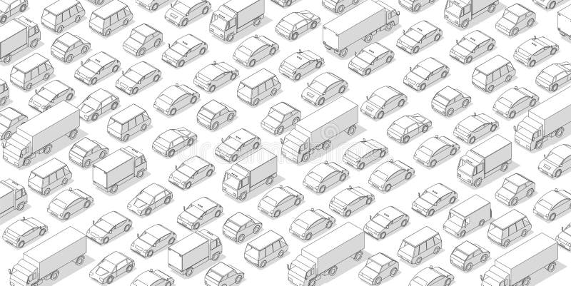 Traffic jam, car plug transport highway road. A lot of cars. Gray lines outline contour style with shadow. Background monochrome royalty free stock image Traffic jam, car plug transport highway road. A lot of cars. Gray lines outline contour style with shadow. Background monochrome royalty free stock image