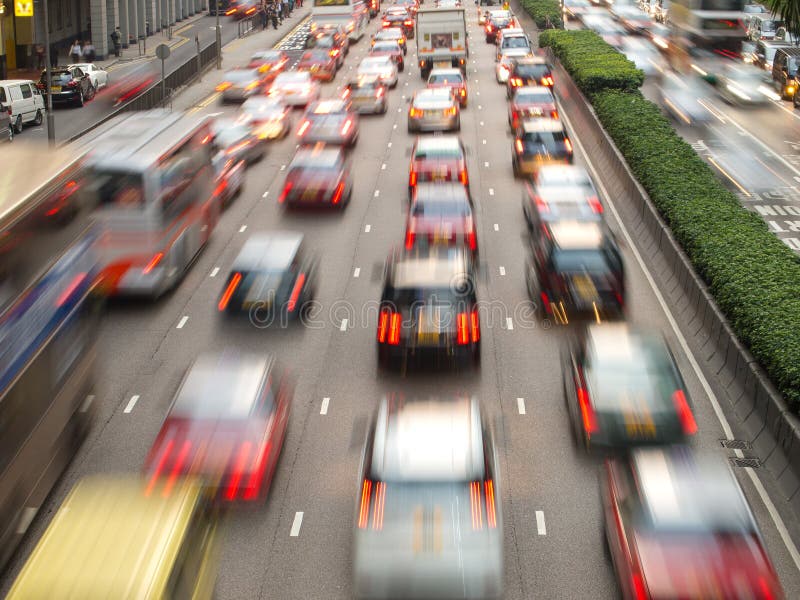 Traffic Jam in City at Night