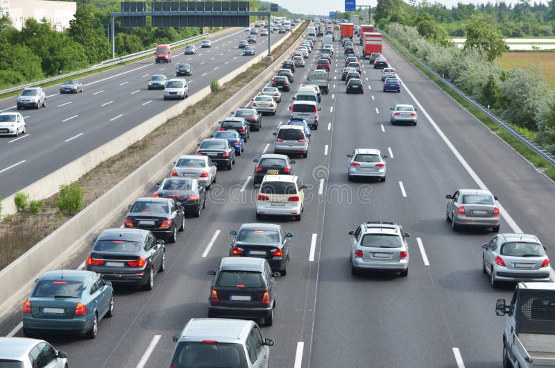 Traffic Jam on German Motorway Stock Photo Image of congested, hour