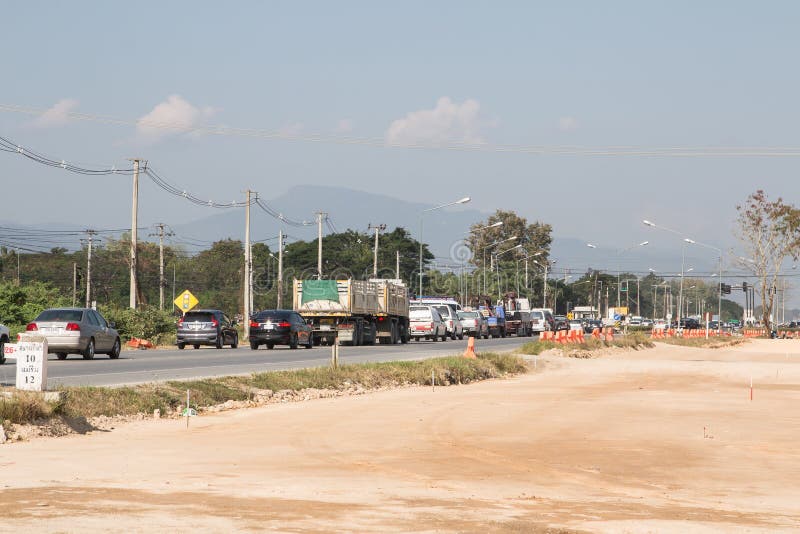 Traffic Jam on highway road near Juction royalty free stock photography Traffic Jam on highway road near Juction royalty free stock photography