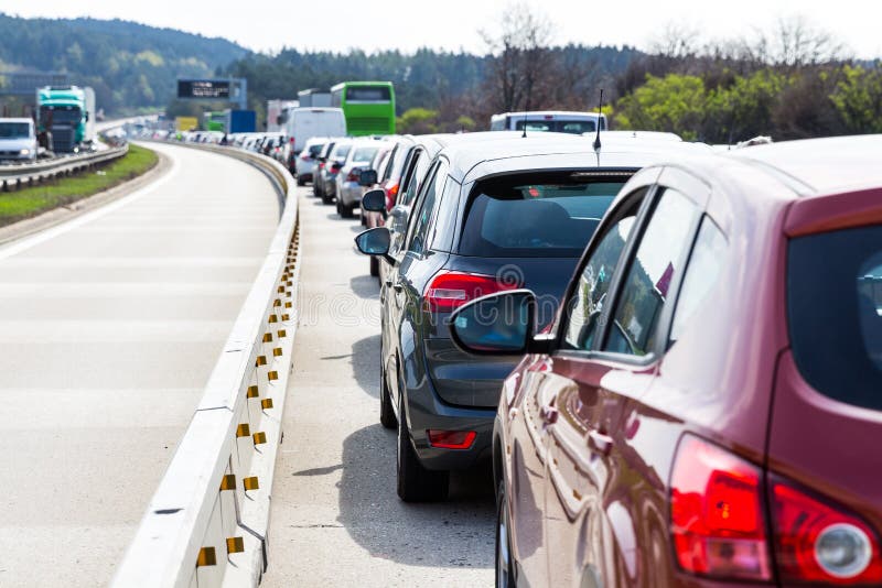 Traffic Jam on Highway during Rush Hour Stock Photo Image of crowded