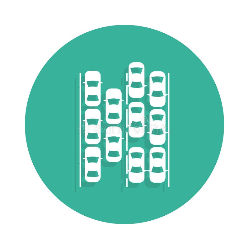 Traffic Jam Icon in Badge Style with Shadow Stock Illustration