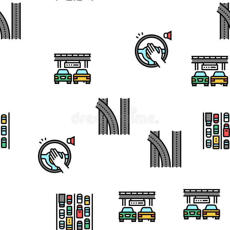 Traffic Jam Transport Vector Seamless Pattern Stock Vector